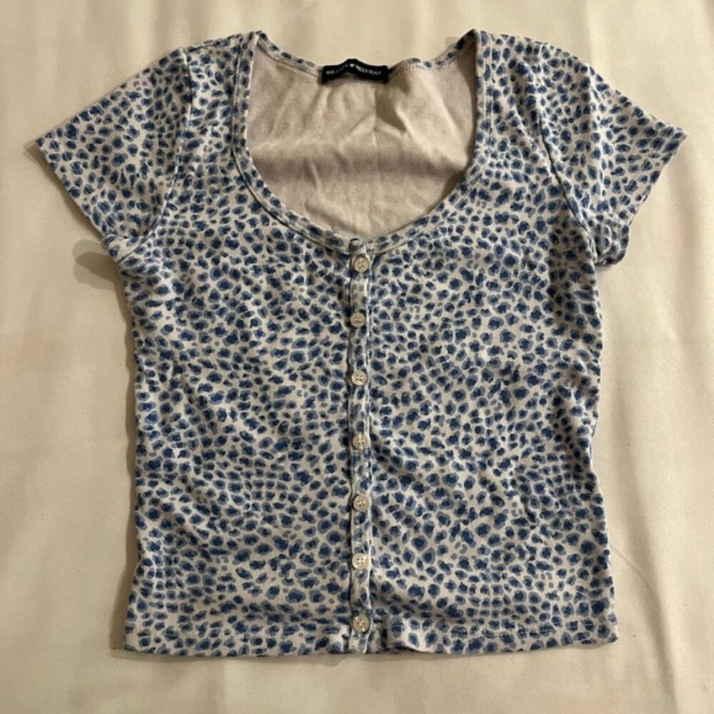 brandy melville blue leopard print top
